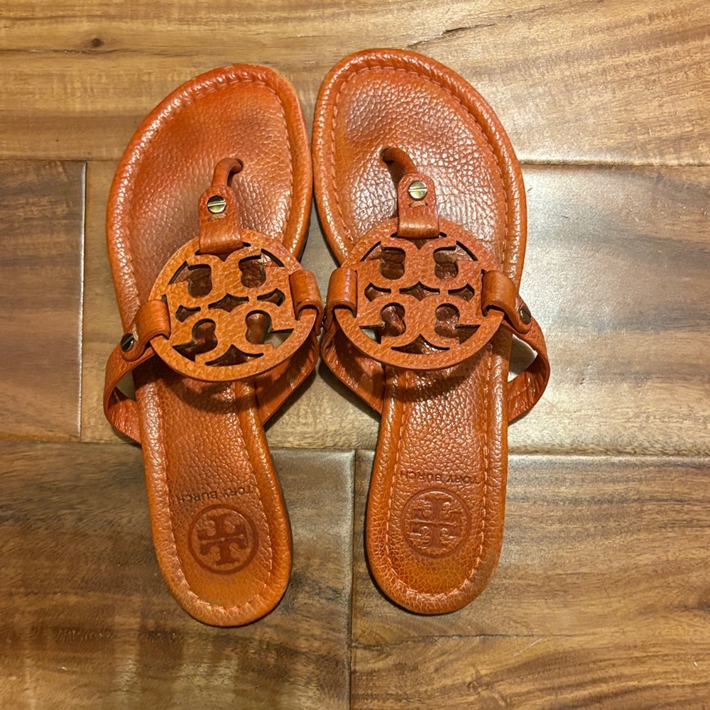 Tory Burch Burnt Orange Leather Sandals